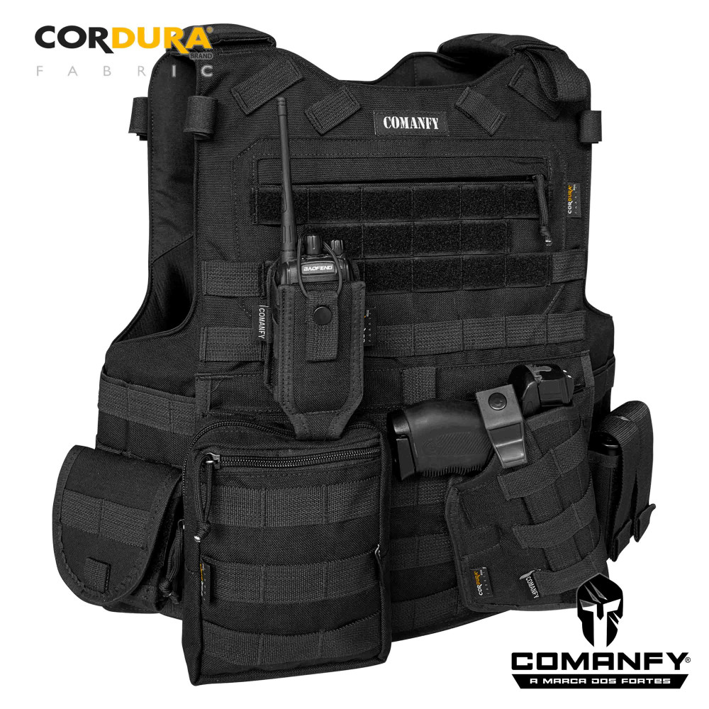 CAPA DE COLETE COMANFY® PREDADOR G5 IIIA - PRETO ( 5 MÓDULOS)