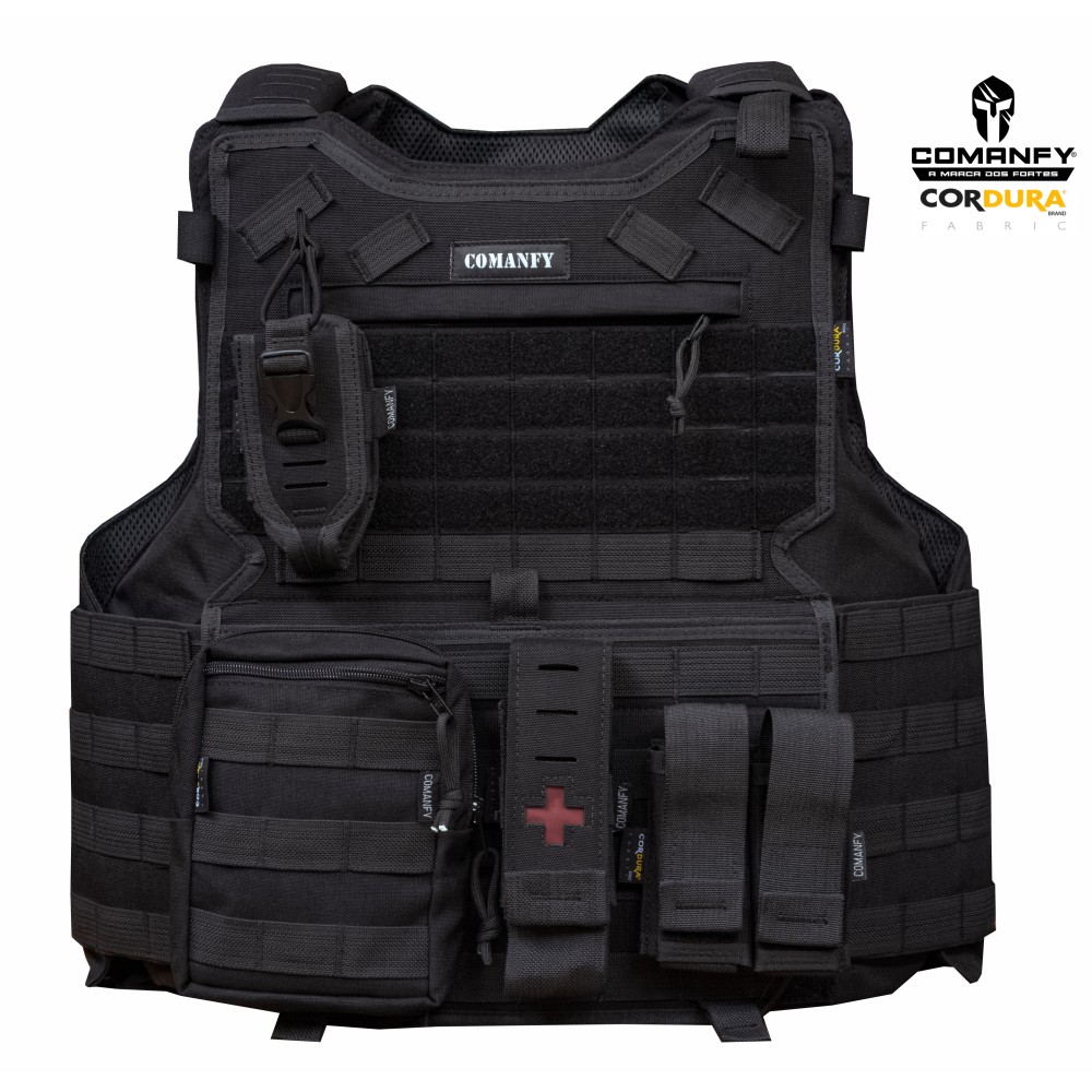 CAPA DE COLETE COMANFY® G6 IIIA - PRETO ( 4 MÓDULOS)