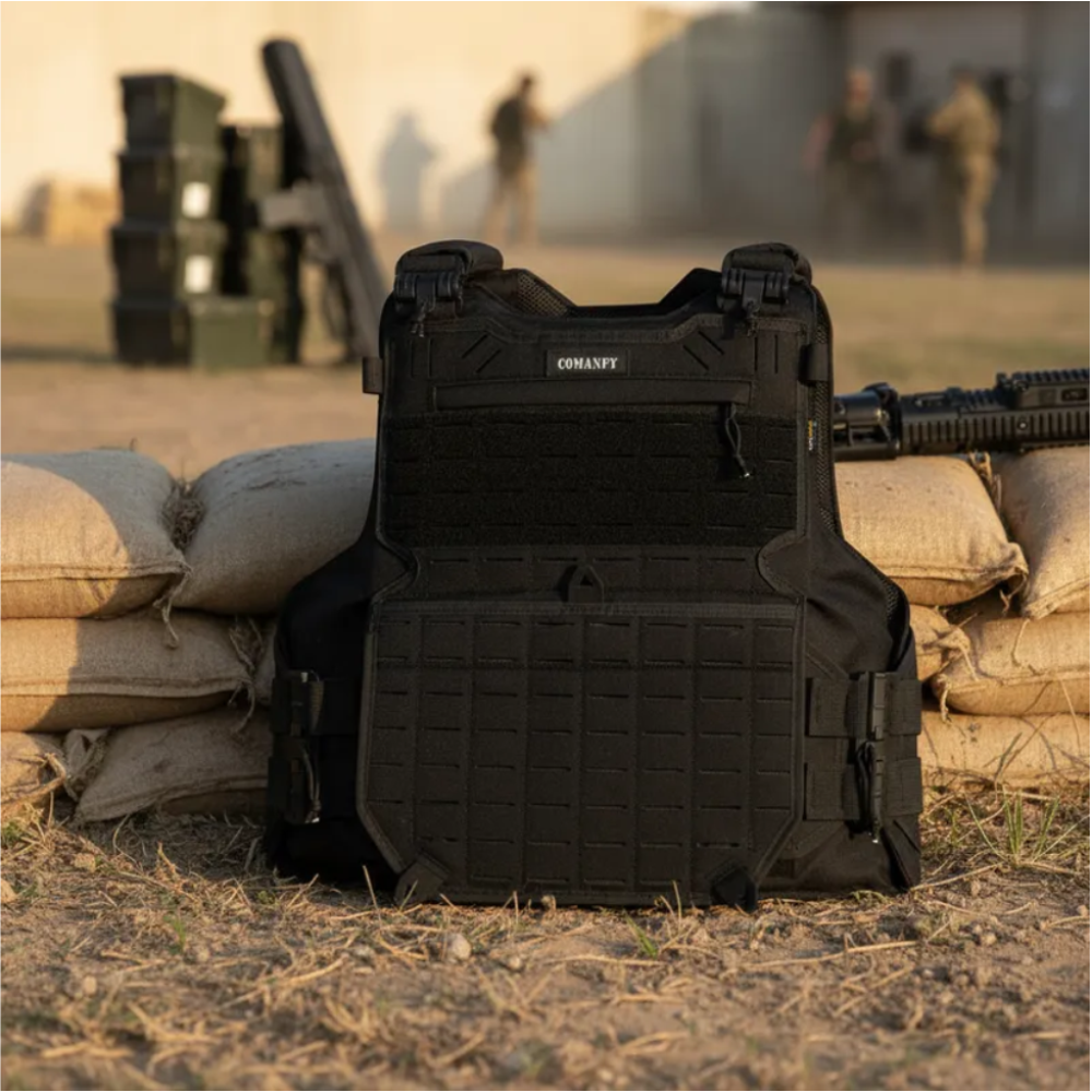 CAPA DE COLETE COMANFY® GLADIADOR IIIA LASER CUT - PRETO 