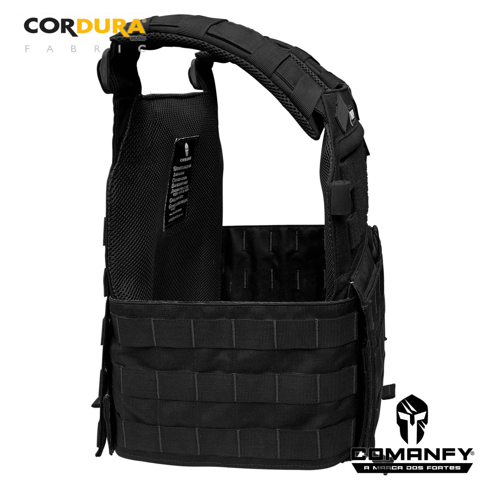 CAPA DE COLETE COMANFY® PLATE CARRIER EM CORDURA® 1000D - PRETO