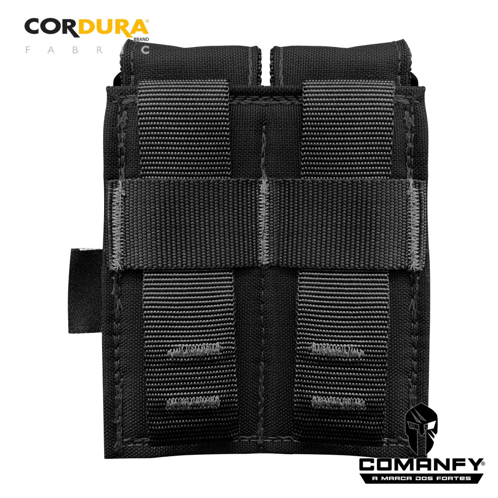 PORTA CARREGADOR DE PISTOLA DUPLO - PRETO