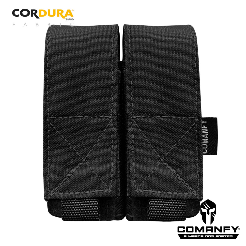 PORTA CARREGADOR DE PISTOLA DUPLO - PRETO