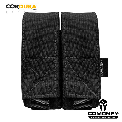 PORTA CARREGADOR DE PISTOLA DUPLO - PRETO