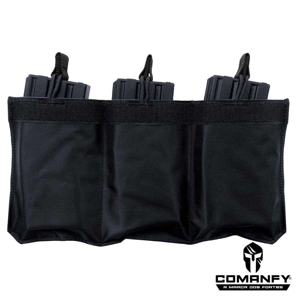 PORTA CARREGADOR FZ 5.56 TRIPLO CANGURU - FITA DETALHE PRETO