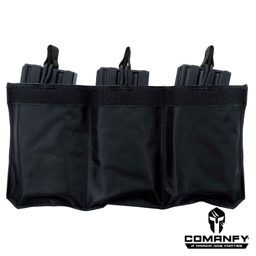 PORTA CARREGADOR FZ 5.56 TRIPLO CANGURU - FITA DETALHE PRETO