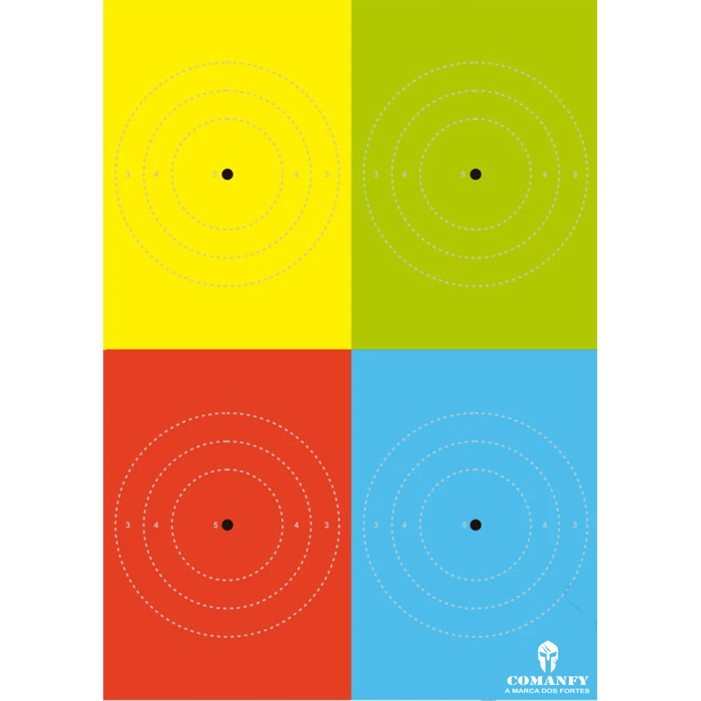 ALVO DE TIRO 4 CORES COMANFY - 25 UNIDADES